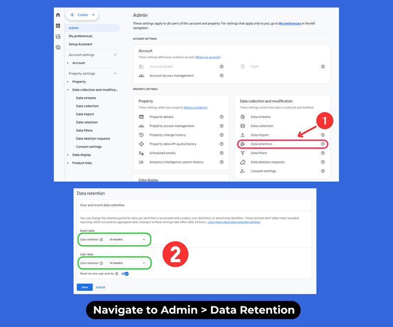 How Find Data Rentention GA4